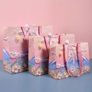 Bolsas de Regalo con Logotipo Personalizado, Diseño Floral Moderno, Bolsas de Papel Elegantes con Asas y Flores 3D, Regalo para el Día de la Madre, Ramo de San Valentín - Product Image 1