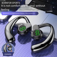 Écouteurs sans fil C52 180° rotatifs avec affichage LED, OWS pour écouteurs 5.4, à crochet d'oreille unique, commande tactile, pour sport et gaming