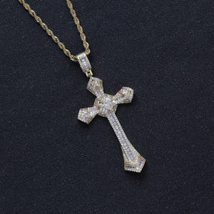 Staff sword pendant, hip hop jewelry, copper zircon vintage, personalized <b>cross</b> necklace. - Product Image 3