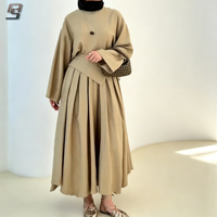Ensemble Abaya Musulman Personnalisé pour Femmes OEM ODM Dubaï Vêtements Islamiques Modestes Deux Pièces avec Ramadan Aïd Vente en Gros Usine
