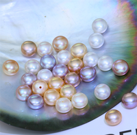 Perles d'eau douce cultivées authentiques, demi-percées, en vrac, de qualité 3A, naturelles, en forme de bouton, prix de gros