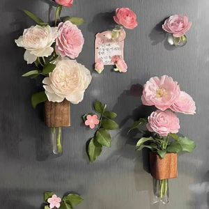Wall Vase Wooden Magnetic Test Tube Flower Holder Square Shape For Floral Display Decorative Ornament - Product Image 2