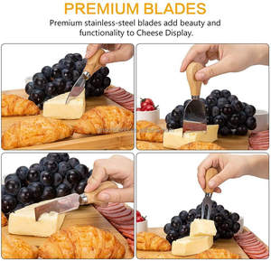 2026 nouvelle planche à découper en bambou personnalisée ensemble planche à fromage en <span class=keywords><strong>ardoise</strong></span> tiroirs coulissants avec 4 couteaux en acier inoxydable - Product Image 5