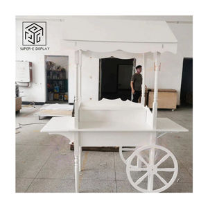 Chariot de bonbons en bois blanc de haute qualité Design décoration de fête de mariage chariot de désert de crème glacée fleur en bois et chariot de bonbons - Product Image 1