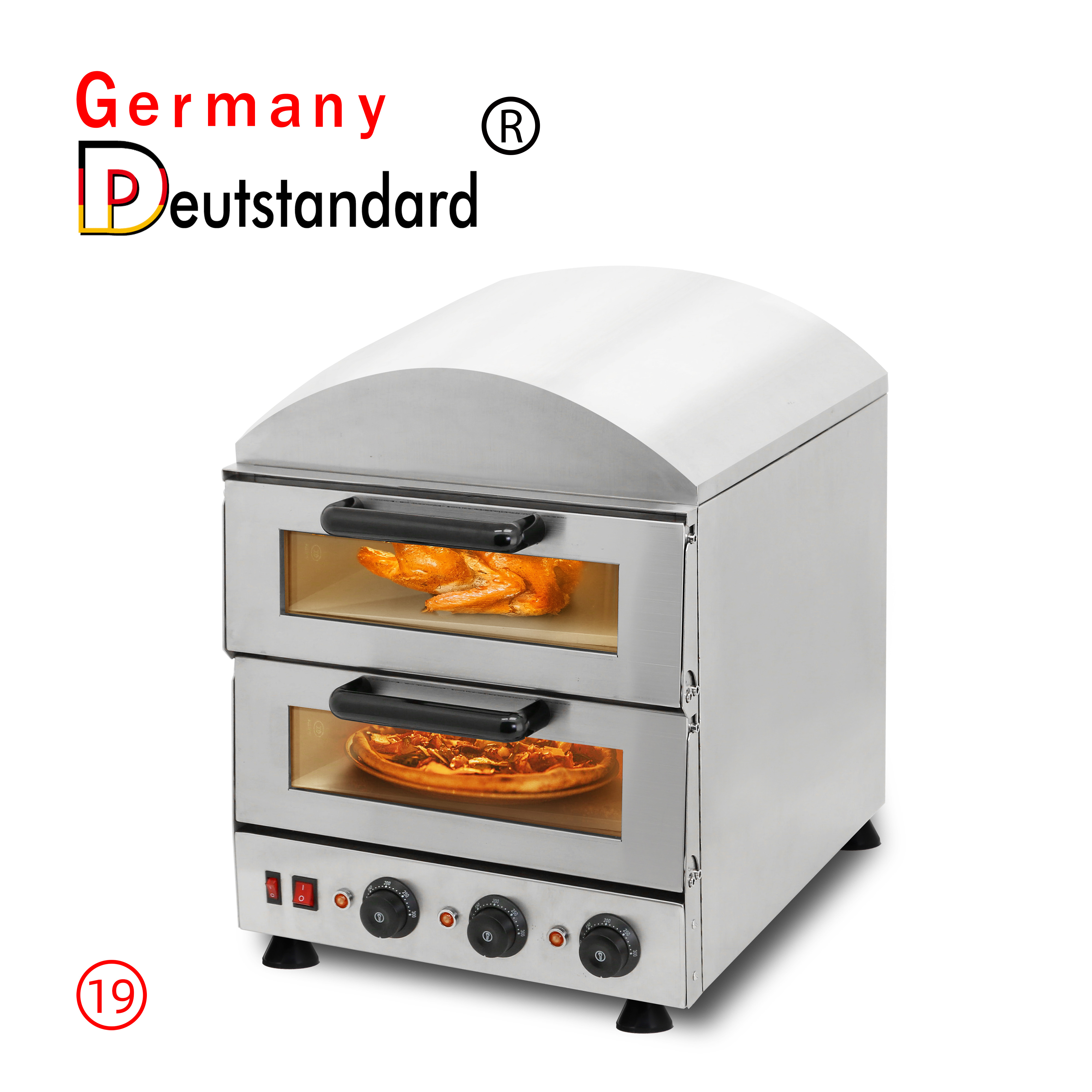 Германия deutstandard NP-19 Электрический двойной подовая печь коммерческое Промышленное для пиццы из нержавеющей стали по изготовлению бетонных блоков для Ювелиры