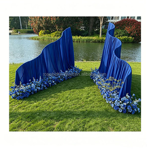 Ivory Curtain Curve Backdrop Stand S Shape Wavy Backdrop Stand Metal <strong>Arch</strong> <strong>Frame</strong> with Fabric Curtain for Wedding Party Decor - Product Image 4