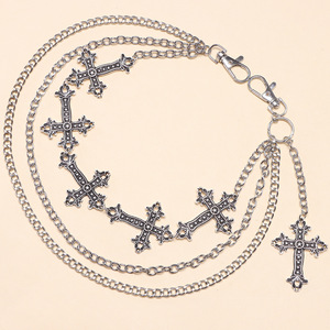 โซ่คาดเอวโลหะรูปทรงกากบาทหลายชั้น โลหะผสมสังกะสี สไตล์ฮิปฮอป สำหรับใส่ทุกวัน แฟชั่นเครื่องประดับร่างกาย - Product Image 4