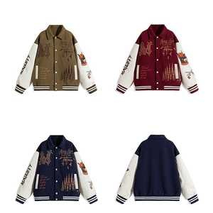 เสื้อแจ็คเก็ตเบสบอลผ้าฟลีซหนานุ่มปักลายตัวอักษร  สำหรับผู้ชายและผู้หญิง  สไตล์สตรีทแฟชั่นฤดูใบไม้ร่วง  ทรงหลวมแบบเสื้อแจ็คเก็ตนักบิน - Product Image 5