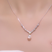 Collier pendentif perle en argent sterling S925 avec chaîne à maillons en moissanite, bijoux de luxe légers pour femme, parure de bijoux en pierres précieuses