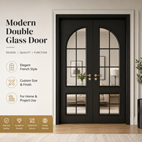 Porte en verre française moderne avec un design élégant, porte intérieure personnalisée, porte en bois de qualité supérieure, fournisseur de projets OEM ODM