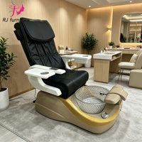 Chaise de pédicure de luxe de style européen en fibre de verre avec fonction de massage, en cuir PU, massage électrique