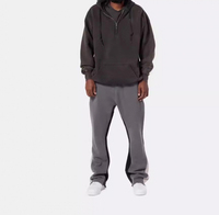 Pantalon de jogging décontracté évasé pour homme, en molleton polyester/coton, avec design patchwork plat, taille élastique, respirant, vente en gros personnalisée