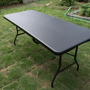 EN581 Mesa plegable moderna de 6 pies, 180 Cm, mesa de plástico negro de <span class=keywords><strong>8</strong></span> pies, ligera y duradera para hoteles, hospitales, entradas, villas - Product Image 2