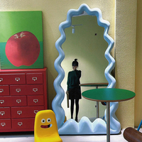 Maison mur miroir esthétique chambre mignon nordique miroir sol miroir vague pleine longueur salon vague décoration de la maison