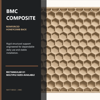 Receveur de douche H1 BMC beige sable chaud avec sortie latérale dissimulée, texture pierre, surface antidérapante classe C et base renforcée