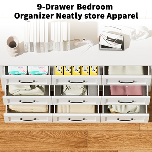 White 9 <b>Drawer</b> Dresser with <b>Storage</b> <b>for</b> Bedroom Closet Hallway - Product Image 3
