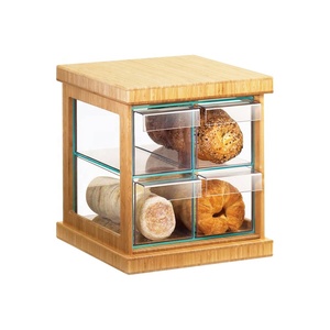 Acrylic Bread Cake Display Box Case with Bamboo Clear Stackable Display Box for Bakery display