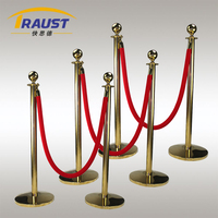 Poteaux de Guidage Traust pour Contrôle de Foule, Bornes Noires Or, Corde en Velours Rouge, Potelets de Barrière