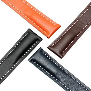 Correas de reloj de piel de becerro de 22mm y 24mm para <span class=keywords><strong>Breitling</strong></span>, correa de reloj de cuero, pulsera negra, marrón, azul, correa de reloj masculina - Product Image 5