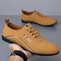 BAEWOON B08 Chaussures décontractées pour hommes, chaussures de conduite, semelle souple, quatre saisons, en cuir, confortables, fines, respirantes, légères, chaussures de sport