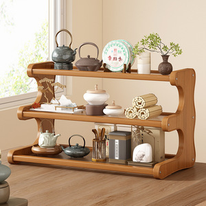 <b>Desktop</b> water cup rack, modern minimalist Chinese style antique display <b>shelf</b>, multi-layer tea set and teapot rack - Product Image 3