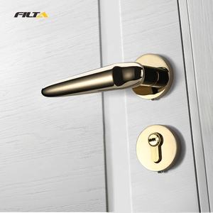 Nouvel arrivage de poignées de porte et de serrures de salle de bains à levier métallique Unique en or avec Rosette ronde R02023 - Product Image 4