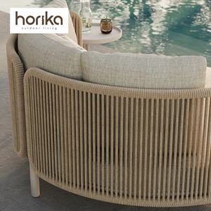 سرير شمس فاخر من هوريكا بتصميم بيضاوي، مصنوع من حبال منسوجة وإطار من الألومنيوم، أثاث حمام السباحة العصري، سرير استلقاء للتشمس - Product Image 5