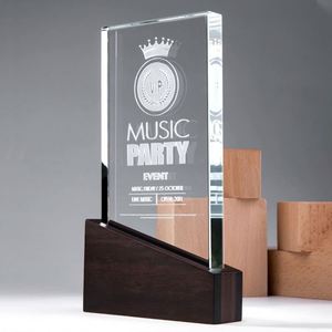 Clear And Black Crystal Obelisk Modern Home Hotel Decoration Crystal Trophy Awards Block For Laser Engraving - Product Image 2