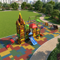 Equipo de Juegos Comercial de HDPE para Niños, Estructura de Juegos al Aire Libre Resistente con Temática de Castillo para Parques