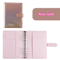 A5 A6 Classeur Budget pour filles Cahier à paillettes en PU avec 6 anneaux Organisateur de planificateur avec couleur Flash pour l'école et le bureau