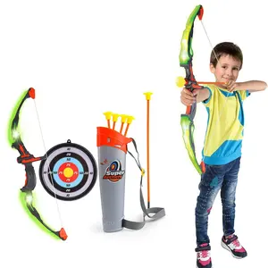 어린이 활과 화살 장난감, 3 개의 흡입 컵 화살, 표적 및 떨림, 녹색이 있는 기본 양궁 세트 야외 사냥 게임