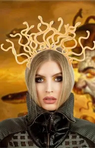 Medusa ikat kepala rambut Halloween, ikat kepala bentuk ular Halloween, Aksesori dekorasi cosplay