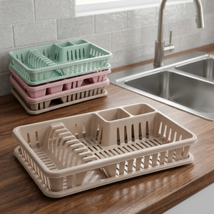 Set di 3 Pezzi: Scolapiatti Impilabile Quadrato in Plastica PP, Organizzatore per Lavello da Cucina, Design Moderno Veneziano, Colore Unico - Product Image 3