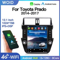 Pantalla Tesla Android 14 de 12.1'' para Toyota Land Cruiser Prado 150 2014-2017, Radio para Auto, Reproductor Multimedia, GPS, Navegador, Carplay, DSP