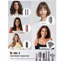 Sèche-cheveux professionnel infrarouge et à ions négatifs 6 en 1, brosse à air chaud anti-frisottis pour lisser et donner du volume