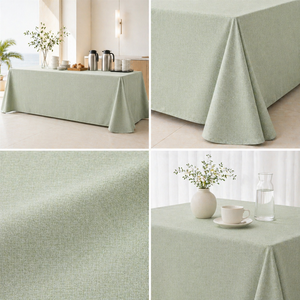 Woven Polyester Faux Linen <b>Tablecloth</b> Wrinkle Resistant Rectangular For Hotel Banquet Catering Bulk Supply - Product Image 1