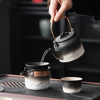 Coffret Cadeau d'Affaires – Service à Thé Kung Fu Dégradé de Couleurs, Portable pour Utilisation en Extérieur, pour Entreprises, Voyage, Ustensiles en Grès, Origine Chine