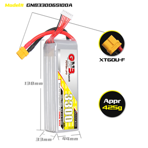 Batterie LiPo GNB 4S 5S 6S 8S 3300mAh 100C pour drone FPV, batterie de véhicule aérien sans pilote, batterie GNB - Product Image 4