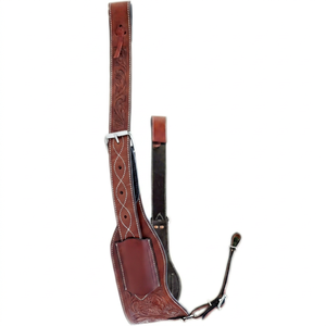 Cinch de silla de montar de cuero repujado estilo Western para flanco trasero con billetes, en marrón y negro, y parte trasera Roper en cuero bronceado aceitado - Product Image 1