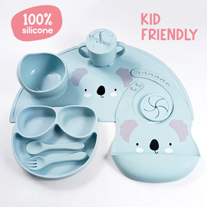 Vaisselle pour tout-petits à motif animal, très vendue, luxe, unisexe, ustensiles de repas, motif mignon, bébé babero, bol et assiette non toxiques - Product Image 3
