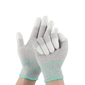 Proveedor chino Guantes ESD antiestáticos Fibra de carbono Poliéster PU <span class=keywords><strong>Palma</strong></span> Nylon Forrado ANSI Función de pantalla táctil certificada en funcionamiento - Product Image 2