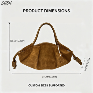 Sac à main en daim véritable XISHANG personnalisé OEM, design vintage avec nœud, sac à bandoulière pour femmes, usage quotidien - Product Image 4