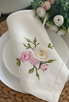 Serviettes en lin de luxe pour mariage - Blanches avec broderie délicate, artisanat exquis pour mariages, dîners raffinés, rehaussez la classe de votre table