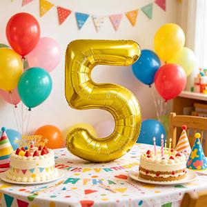 Palloncino Foil Numero 5 Dorato 80cm per Decorazioni Festa, Riempibile con Elio - Product Image 6