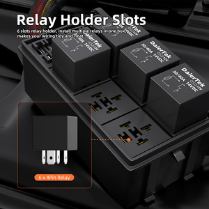Caja de Relés Pre-cableada e Impermeable de 6 Vías y 12V, Bloque de Soporte para Relés, Caja de Fusibles y Relés Automotrices ATC/ATO - Product Image 3