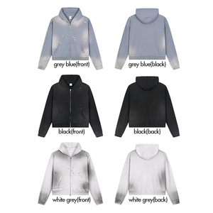 Nuovo Arrivo 2026 <span class=keywords><strong>Felpa</strong></span> con Cappuccio da <span class=keywords><strong>Uomo</strong></span> con Zip, Logo Personalizzato, in Spugna Vintage, Vestibilità Boxy, Lavaggio Monkey, 404GSM, Effetto Splash Ink e Distressed - In Promozione - Product Image 4