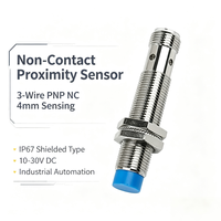Capteur de Proximité Sans Contact 3 Fils PNP NC 4mm, Type Blindé IP67, 10-30V DC, Interrupteur de Détection pour Automatisation Industrielle