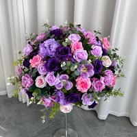 Boule de fleurs artificielles en soie de luxe NINI, faite à la main, violet rose, haut de gamme, moderne, fuchsia, colorée, pour les mariages et les événements de Noël