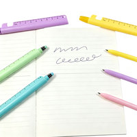 Stylo multifonction BECOL promotionnel 5 en 1, stylo à bille coloré en plastique ABS avec règle, stylet, support de téléphone et marqueurs