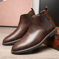 Nouvelles bottes de travail vintage britanniques pour hommes, mi-mollet, respirantes, en PU artificiel, antidérapantes, grandes tailles, pour l'automne